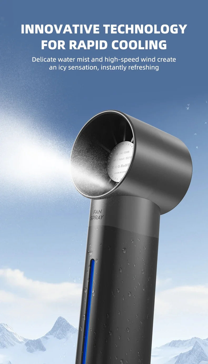 Handheld Small Fan Turbine Spray Mini Fan Water Replenishing Outdoor Camping Dormitory Household Portable USB Summer Cooling
