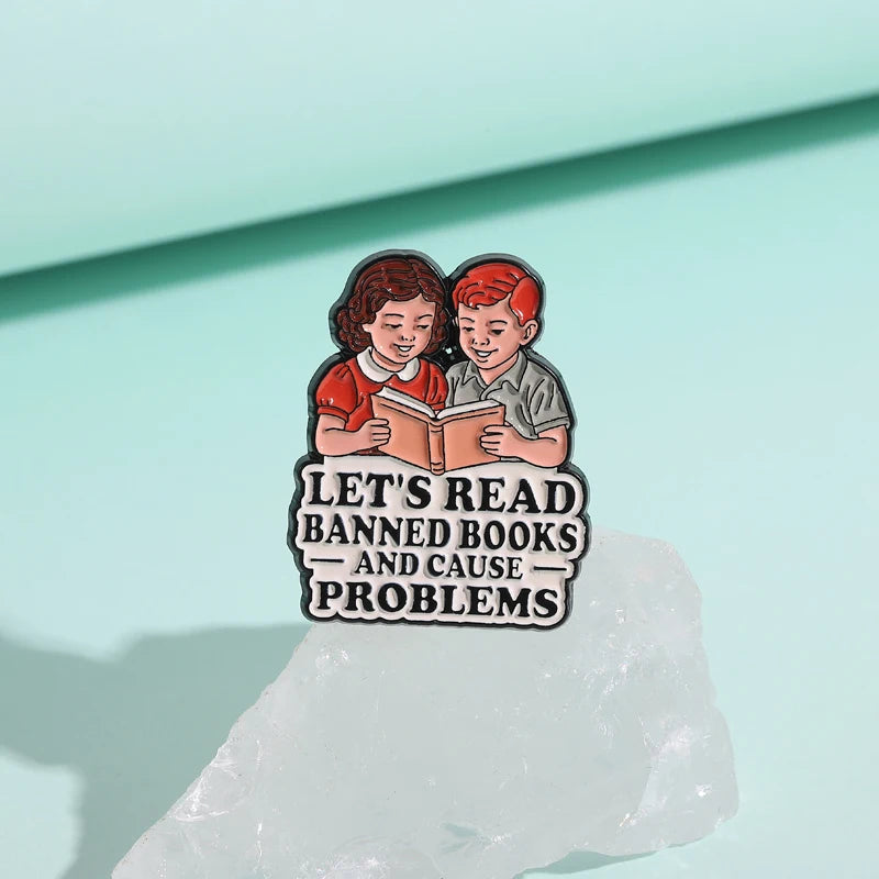 Let’s Read Banned Books Enamel Pin Banned Books Week Reader Brooch Lapel Backpack Badge Jewelry Accessories Gift for Friends