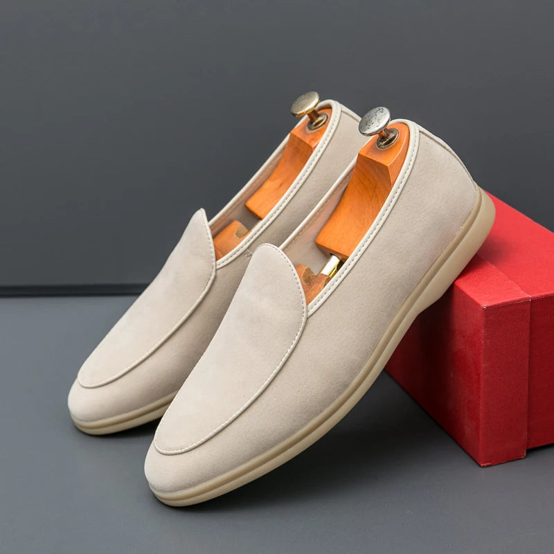 Autumn High-quality Suede Mens Loafers Simple Flat Casual Shoes Luxury Brand Nubuck Leather Outdoor Mocasin Party Wedding Shoes