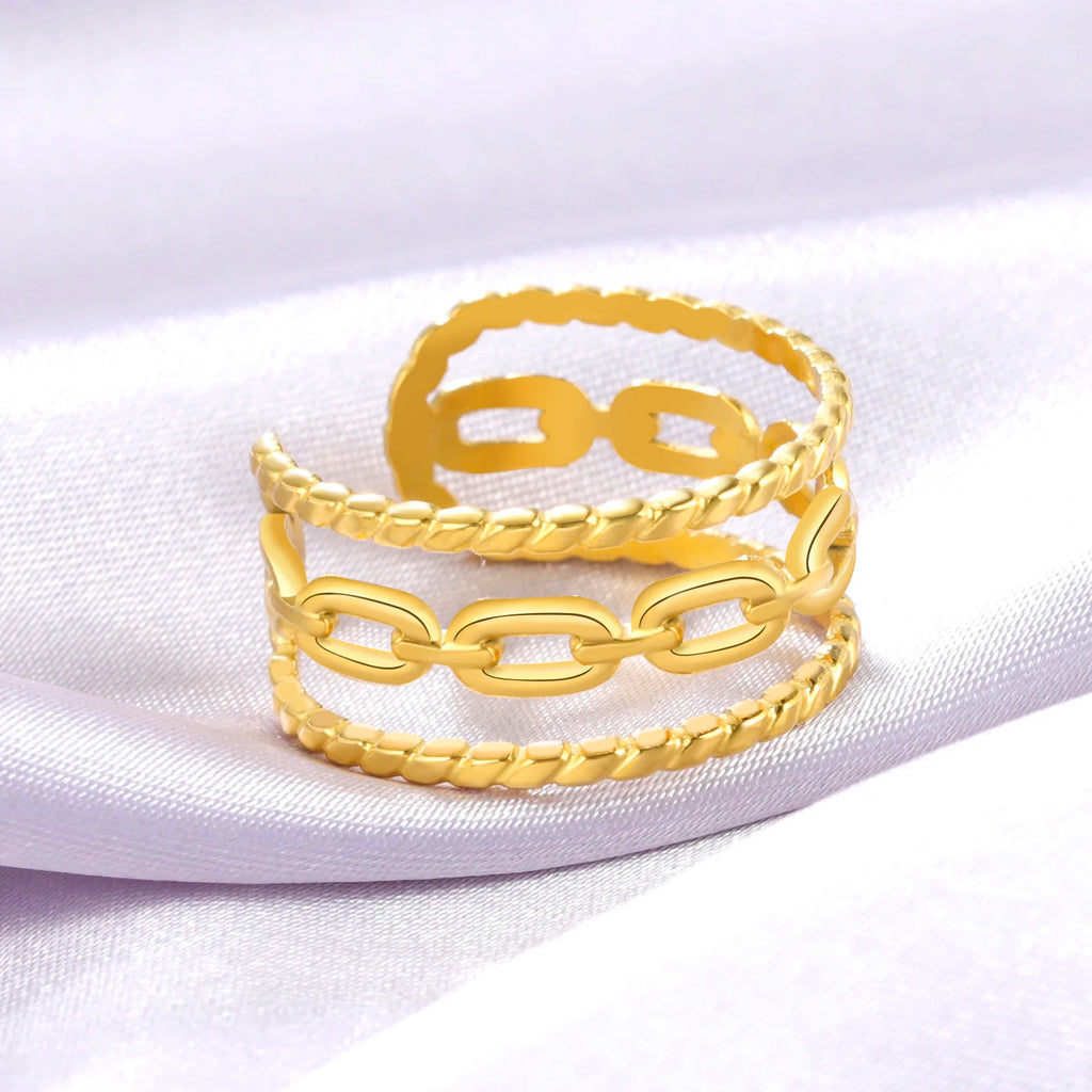 Amaxer For Women Lover's Rings Star Lace Beads Strip Stainless Steel Gold Color Silver Color Engagement Jewelry Party Gift