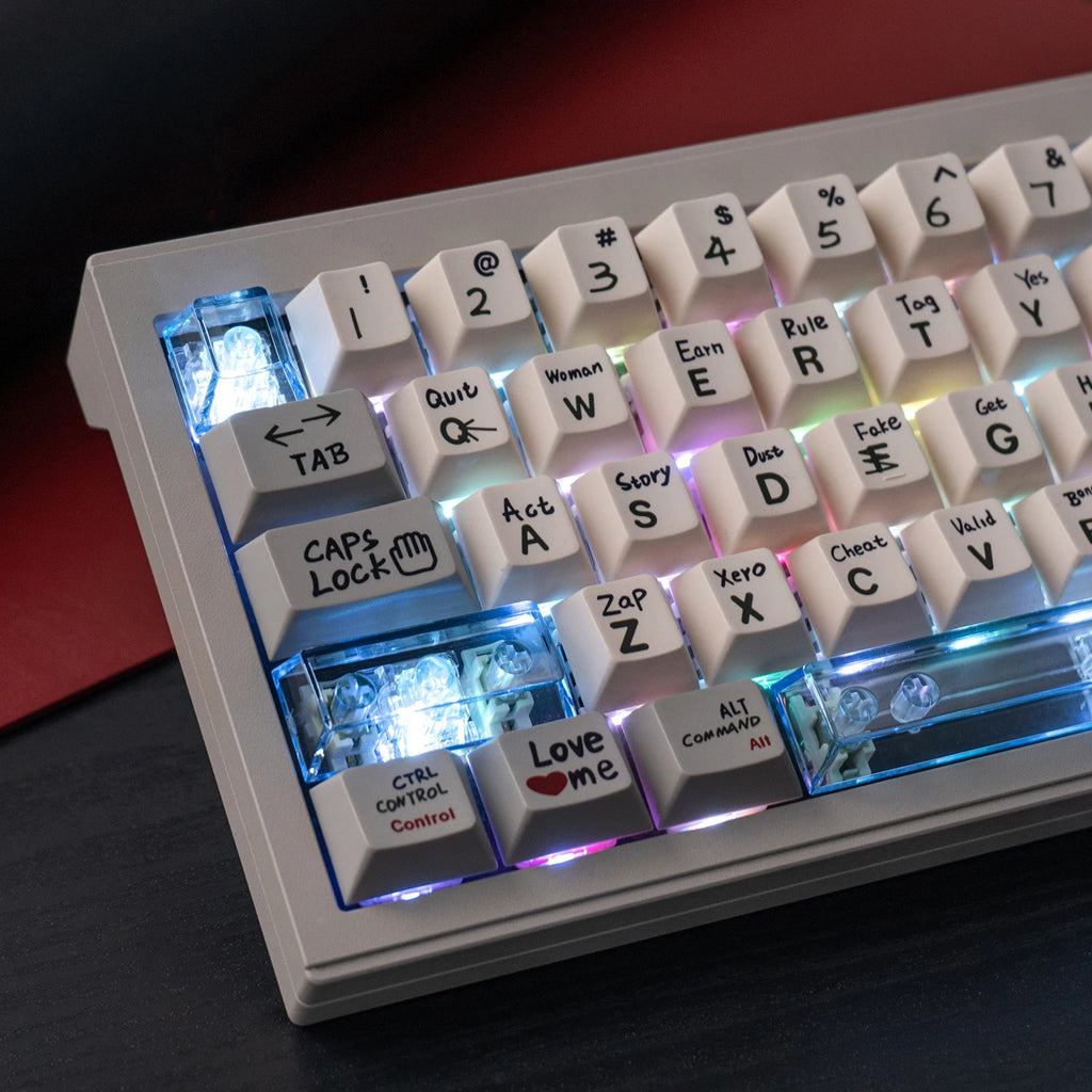 Red Transparent Keycap 10 Key Cherry Profile PC Keycap Space Bar 6.25U ESC Enter Shift Key Custom Keycap for Mechanical Keyboard