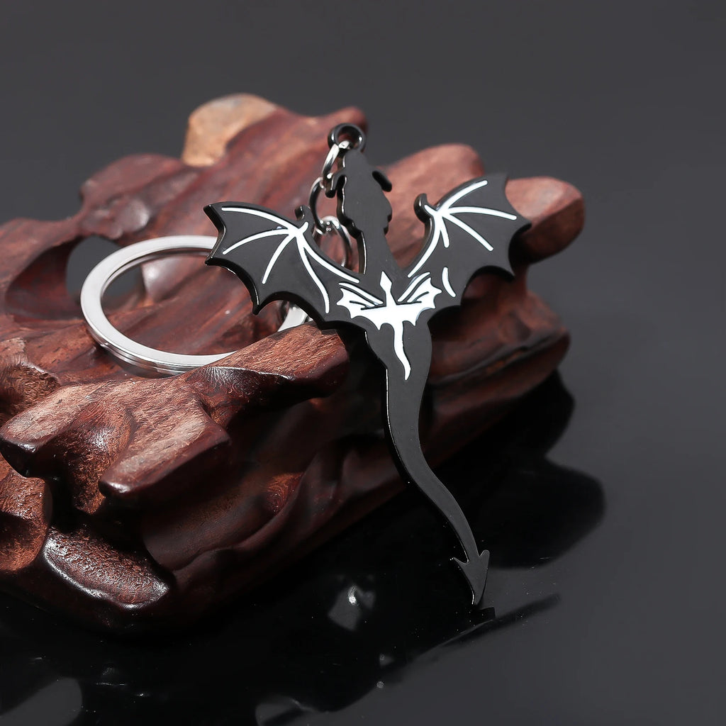 Trending Basgiath War College Fourth Wing Black Dragon Keychain Pendant Car Key Chain Jewelry Men Children Gifts Accessories