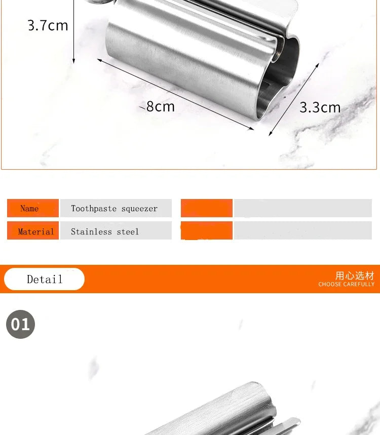 Bathroom Accessories Set Rolling Toothpaste Squeezer Tube Stainless Steel Toothpaste Dispenser Toothpaste Cosmetic Storage Rack