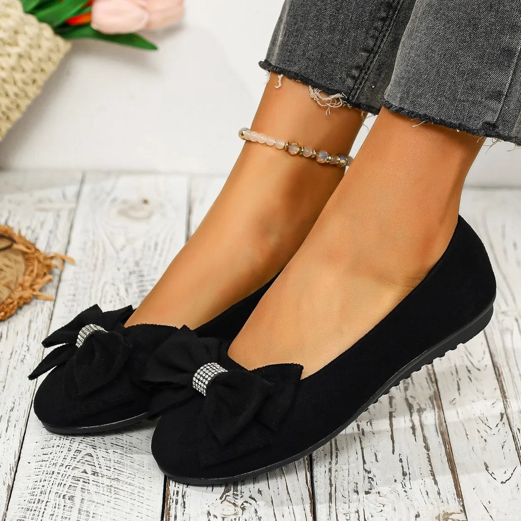 Women Flats Shoes 2026 Summer New Bow Pointed Toe Female Loafers Walking Fashion Sneakers Casual Shallow Breathable