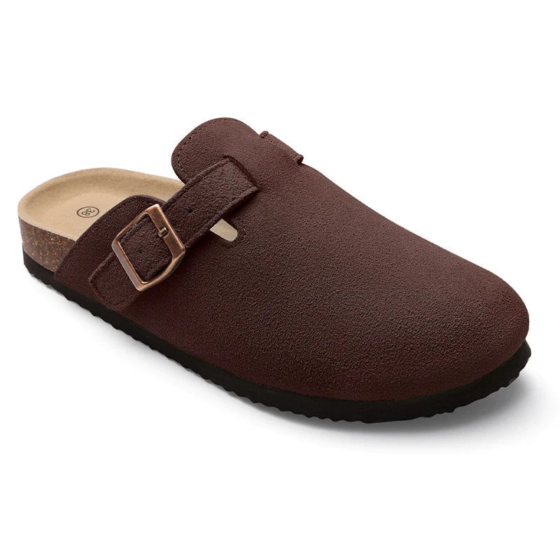 Kidmi Men's Cork Footbed Slide Sandal Slip On Sandals  Women Cork Sandals Nonslip Beach Sandals Female Adjustable Buckle Slides