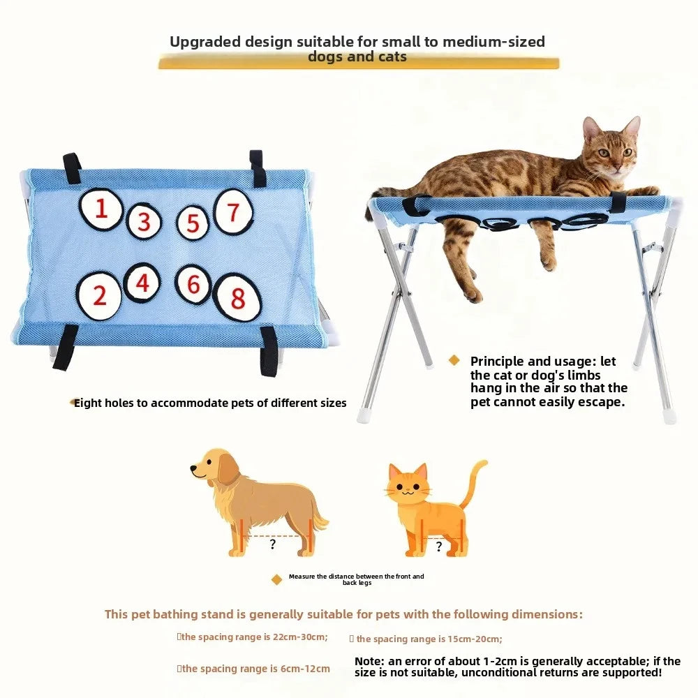 Suporte de Banho Portátil para Animais de Estimação, Rede de Contenção Ajustável em Rede para Lavagem de Cães e Gatos, Suporte em Rede Dobrável para Banho e Secagem