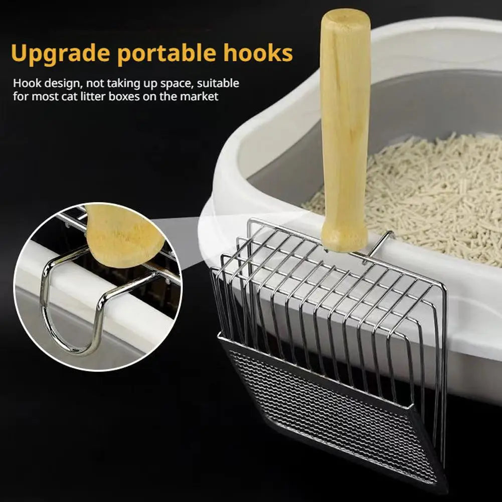 Dog Cat Clean Feces Supplies Stainless steel shovel Cat Litter Scoop Reduces Dust Metal Long Handle Scoop Pet Cleanning Tools ﻿