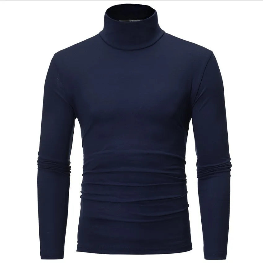 2025 Autumn Winter Men's High Neck T-shirt Male Slim Fit Fashion High Elastic Long Sleeve Casual Breathable Apparel Pullover