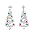 Colorful Zircon Christmas Tree Earrings for Women Fashion Red Green Crystal Tree Pendant Earring New Year Holiday Jewelry Gifts