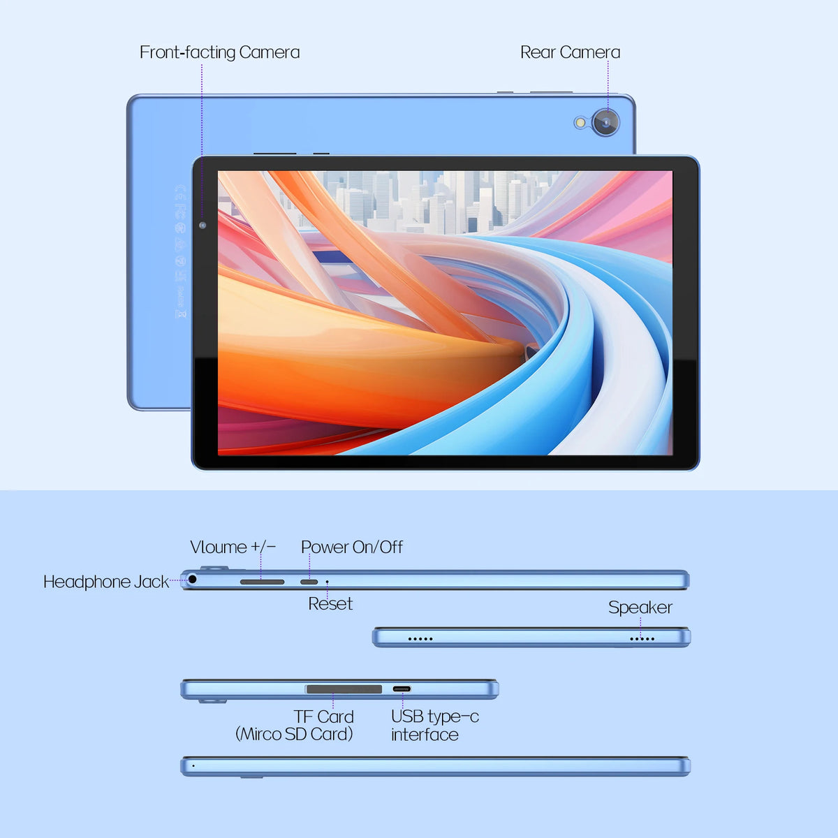 10.1 Inch Android 14 Tablet 4GB RAM (2GB+2GB) 32GB ROM Expandable up to 1TB 1280x800 HD Display 6000mAh Battery A133 Quad-core