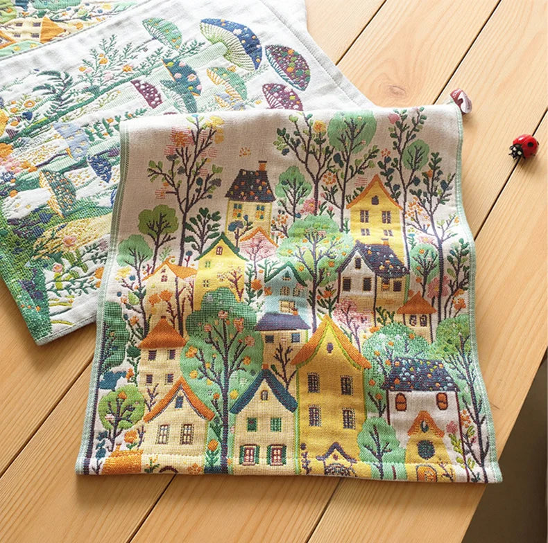 34x40cm Large Hand Towels 4-Layer 100% Cotton Gauze Quick-Dry Dishcloths, Decorative Tea Towels for Kitchen & Bathroom