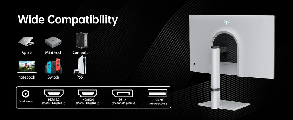 Ktc Mini Led Monitor 27 Inch |     Gaming Monitor |     2K@180Hz Qhd (2560X1440P) |     Vesa Display Hdr1400 |     1Ms |     Adaptive Sync |     148% Sr