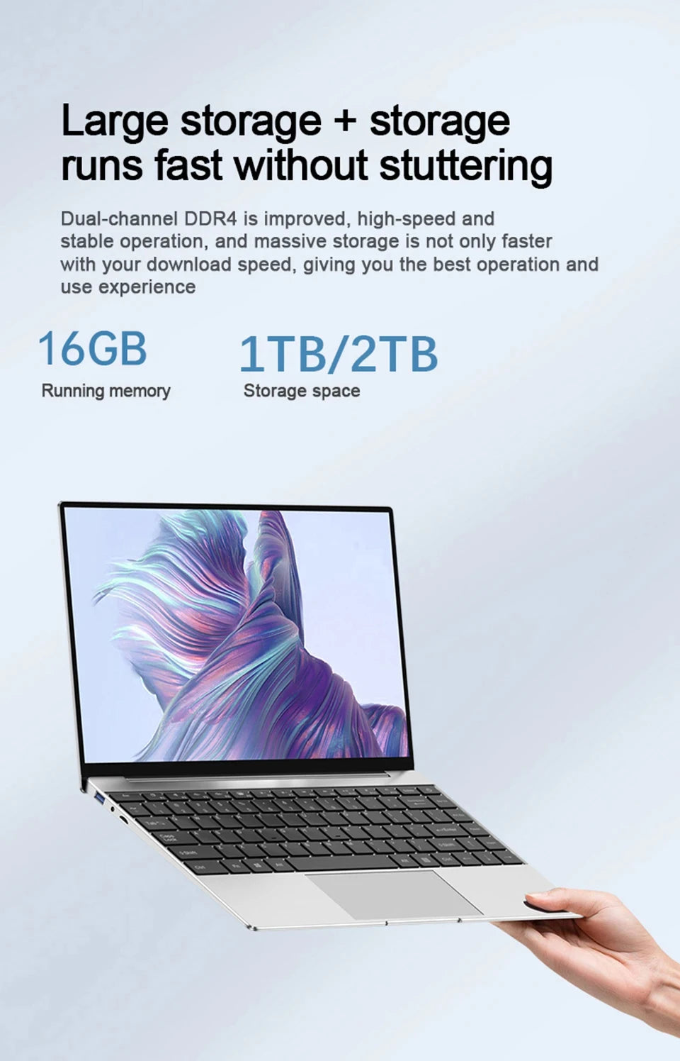 Intel N150 14.1" Gaming Laptop Windows 11 16GB RAM 1/2TB M.2 SSD Laptops 4K HD Desktop Office School Study Notebook Computer PC