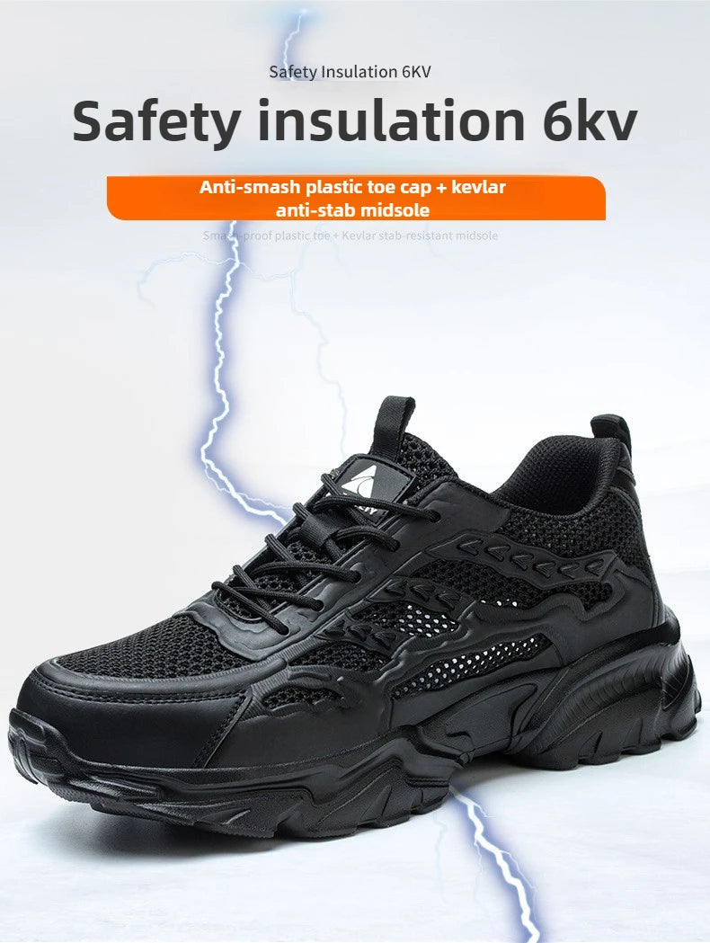 summer breathable safety shoes lightweight work shoes for men women working boots with plastic toe insulation 6KV work sneakers