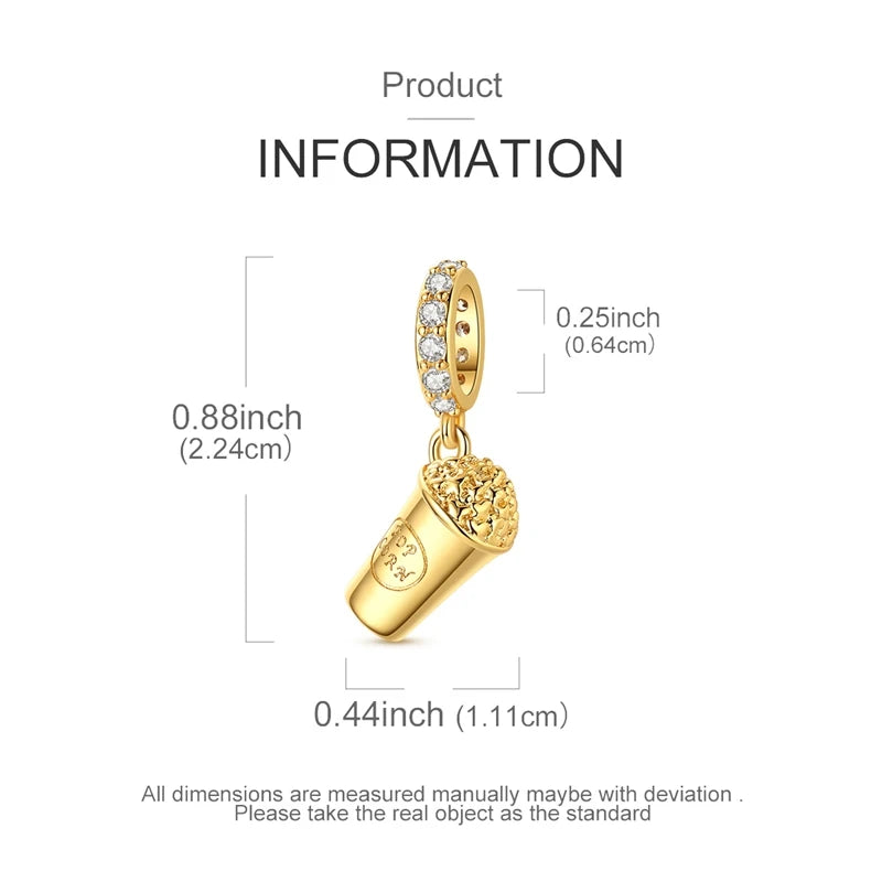 Original 925 Sterling Silver Charm Bead Golden Series Zircon Pendant Fit Original Bracelet Necklace For Women DIY Jewelry Gift