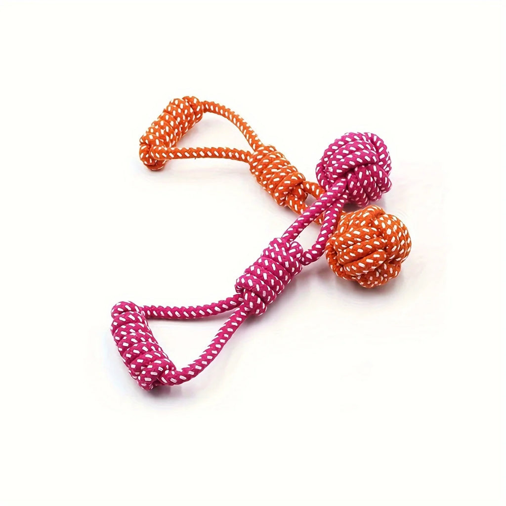 1pc Durable Dog Rope Toy with Ball - All-Breed Chew and Tug Plaything Random Color Selection