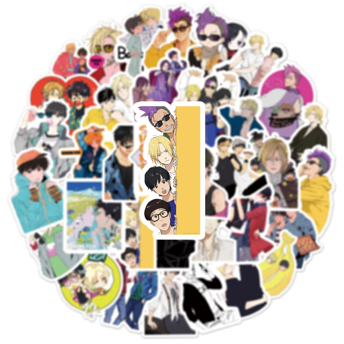 50Pcs BANANA FISH Graffiti Stickers Water Bottle Laptop Phone Bicycle Luggage Case Skateboard Children Adult Sticker
