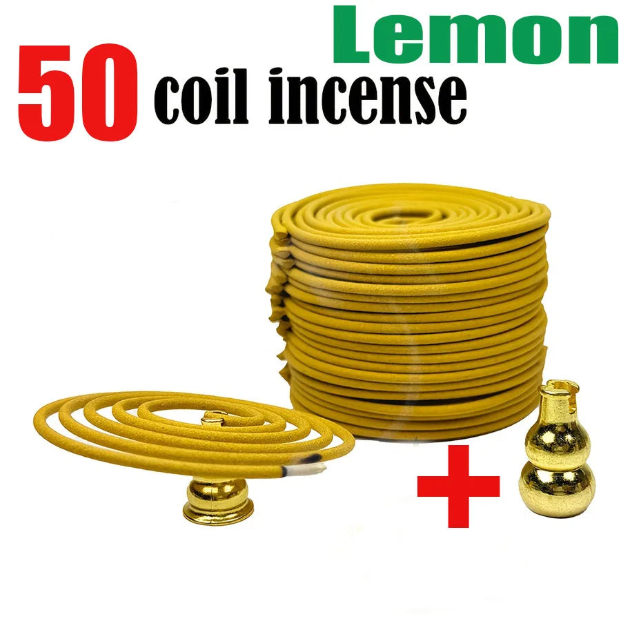 22/50/100 Circle Lemon Fragrance Spiral Incense Pan Fragrance with Gourd Fragrance Insertion, Lemon Fragrance Fills the House