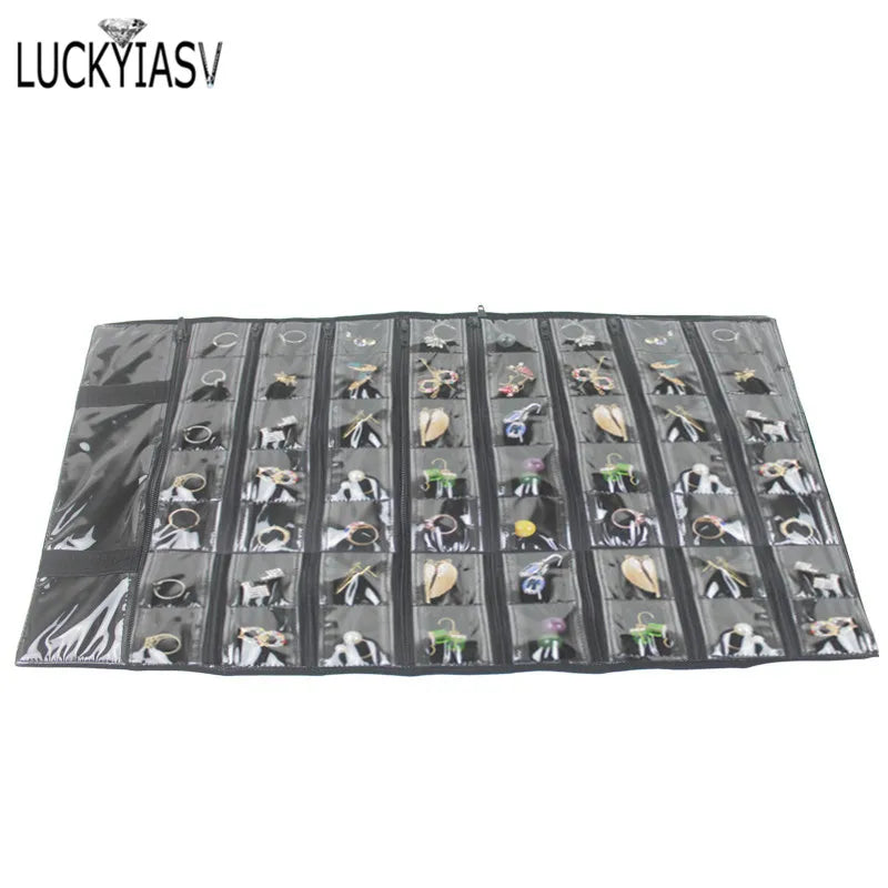 Velvet Travel Zipper Jewelry Roll Bag for Jewellery Ring Earrings Organizer Storage Bag Portable Necklace Display Cases