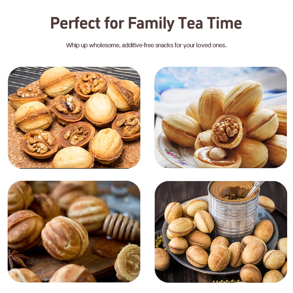 Electric Walnut Cake Waffle Maker With Nuts 12 Holes Cooking Kitchen Biscuits Making for Baking Business Nuts Waffle