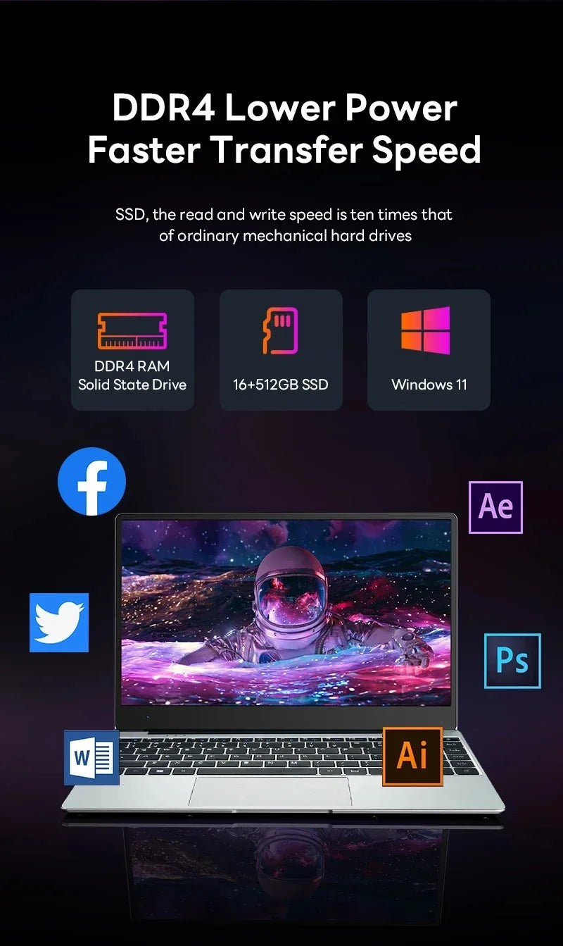 NEW Core I9-10980HK Laptop 16GB RAM 1/2TB SSD Portable Laptops 14.1-inch Windows 11 Pro Notebook Computer Office Gaming