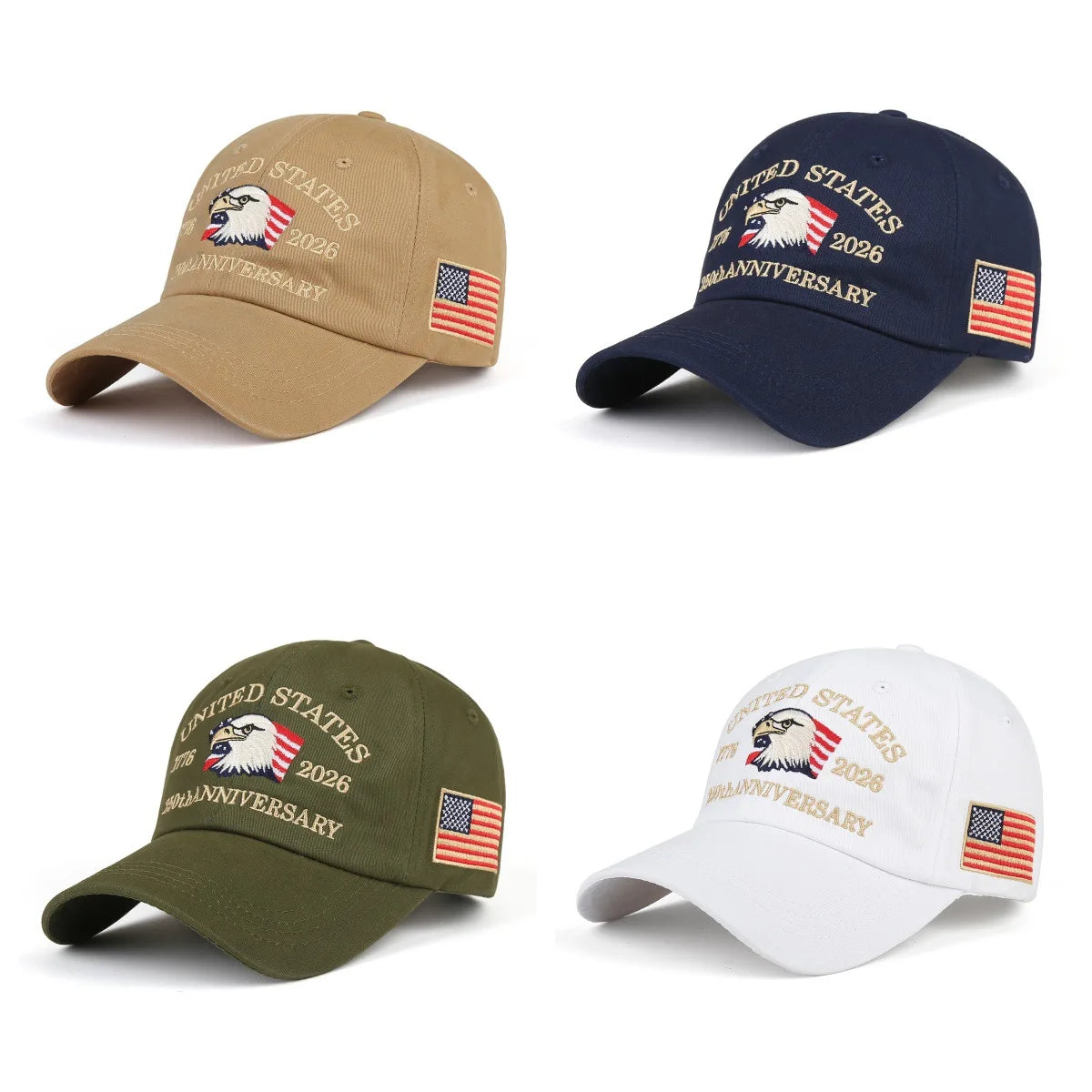Vintage American-Style 250Th Anniversary Baseball Cap with Embroidered Eagle Flag Design, Adjustable Head Circumference, Unisex Sun Hat