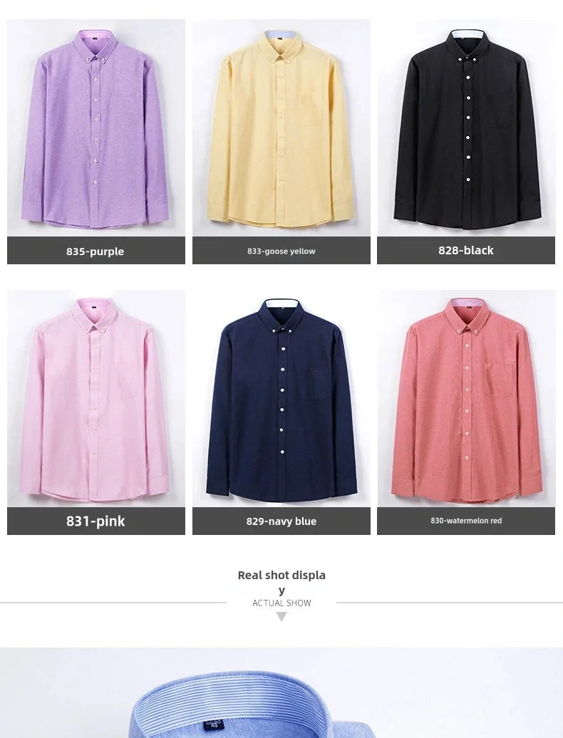 Men's Long Sleeve Shirt Spring Summer Autumn Winter Oxford Woven Slim Free Ironing Comfortable Soft Casual Fashion Simple Work