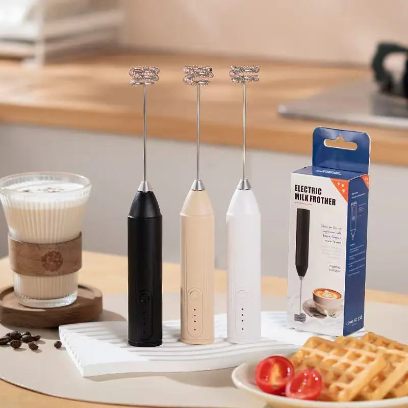Wireless Milk Frother for Coffee, Electric Handheld Mixer with Cappuccino Maker, Mini Egg Beater for Cooking and Milk Foam