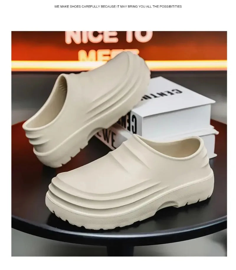 Men's Chef Shoes Summer Spring and Autumn Slippers Men Kitchen Shoes Couple Waterproof Shoes Women Chef Shoes EVA Man Sandals