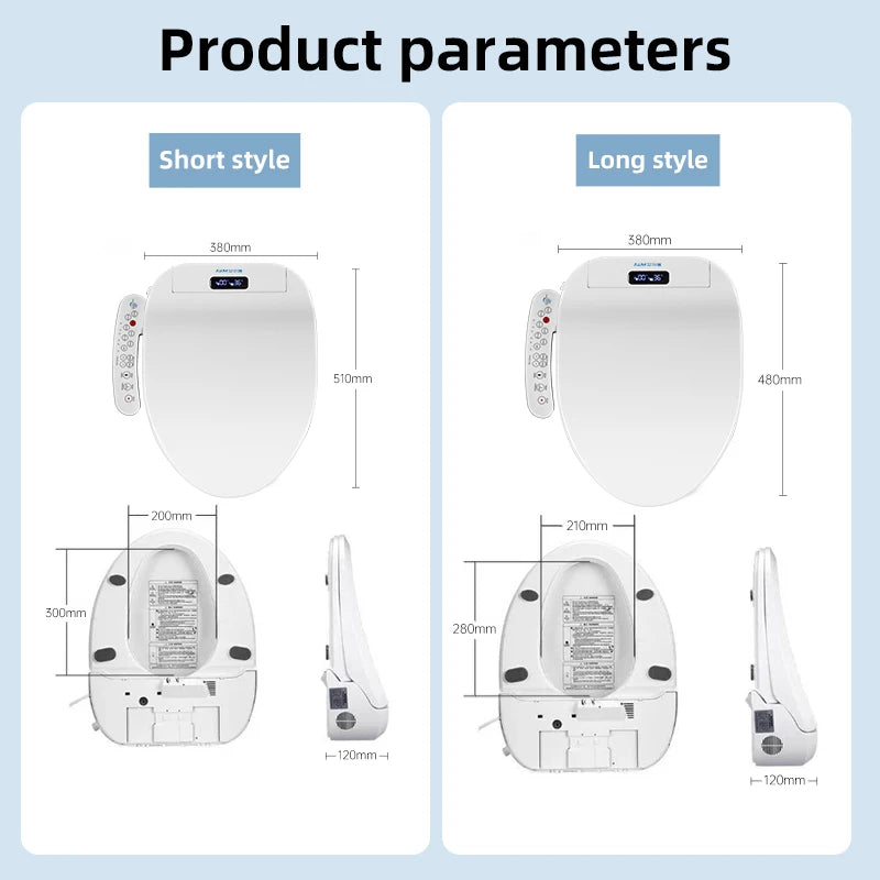 Smart Bidet Toilet Seat, Instant Heating, Warm Water Wash, Heated Seat, Warm Air Dryer, Self-Cleaning Nozzle, LED Night Light
