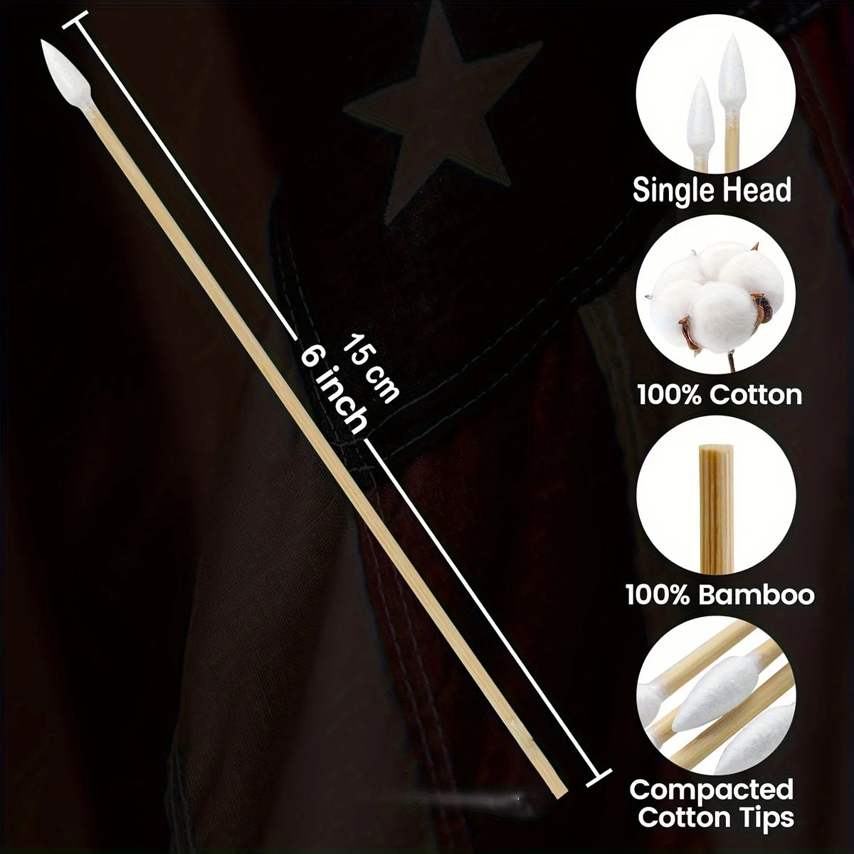 100/300/500pcs Double Pointed Cotton Swab Applicators - 6 Inch Long Cotton Swabs for Tattoo, Cleaning, Makeup & Ear Cleaning
