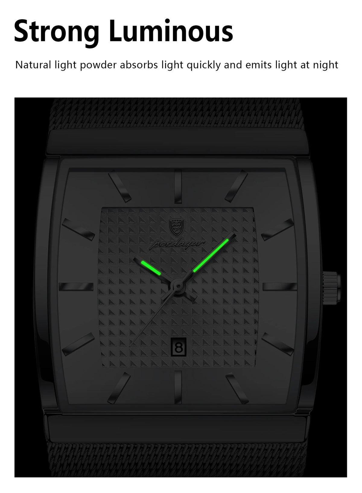 POEDAGAR Luxury Business Men's Watch Stainless Steel Mesh Waterproof Luminous Man Wristwatch Date Quartz Fashion Watches For Men