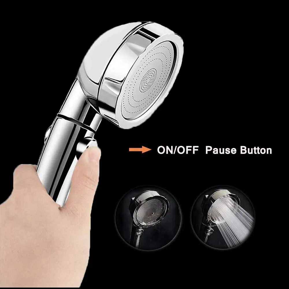 Large Flow High Pressure Shower Head Silver 3 Modes Eco Water Saving Spray Nozzle Massage Rainfall Pressurized Bathroom Shower