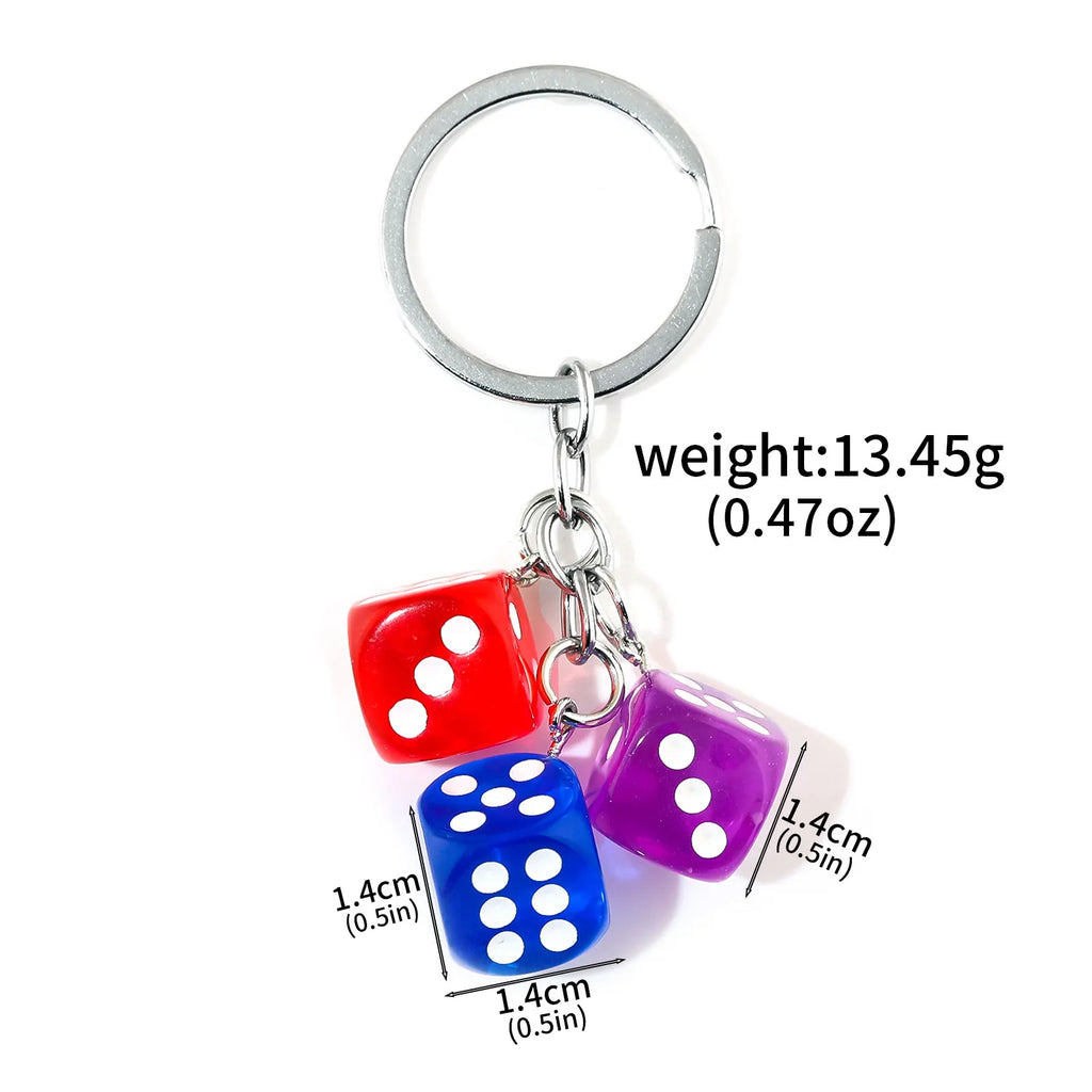 Creative Small Accessory for Car Keychain Mini Pendant Backpack Hangings Keyring Originality Acrylic Dice Key Chain Ring Gift