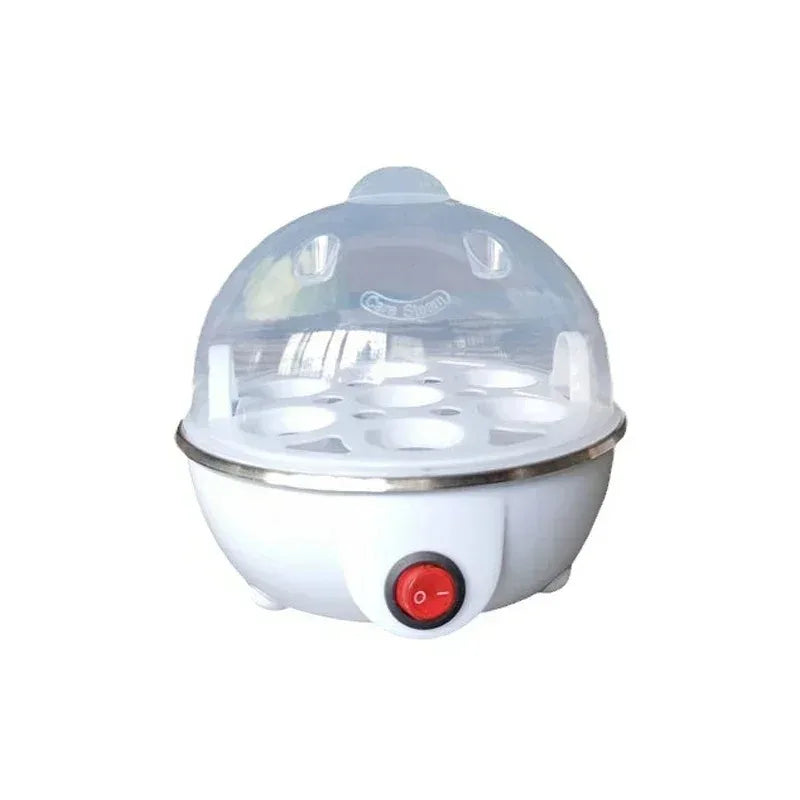 Máquina de cozer 7 ovos com desligamento automático, multifunções e portátil, ideal para cozer ovos e preparar pudim a vapor.