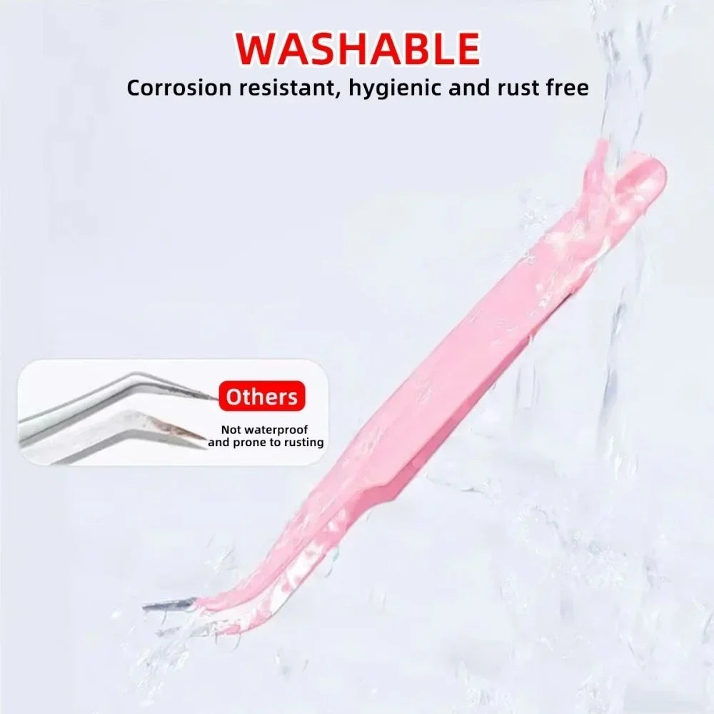 Stainless Steel Straight Curved Eyelash Tweezers False Lash Application Clip for Eyelid Tape Nail Rhinestone Picker Makeup Tool
