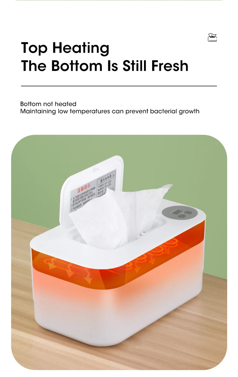 Baby Wet Wipes Heater LED Display Wet Wipes Dispenser Portable USB Charging Wipe Heater Car Home Wet Wipes Napkins Heating Box