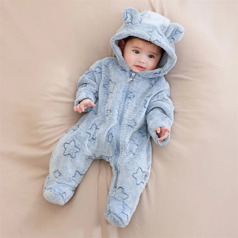 Soft Newborn Baby Clothes Flannel Autumn Winter Baby Boys Girls Jumpsuit Cartoon Newborn Bodysuit Warm Rompers for Babies 0-12M