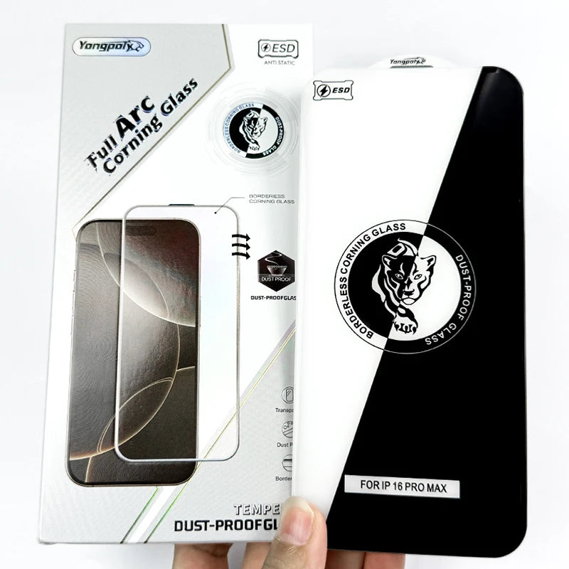 3pcs Borderless Corning Tempered Glass HD AF ESD Screen Protector Film For iPhone Duo 18 Pro Max 17 Air 17E 16 Plus 15 14 13