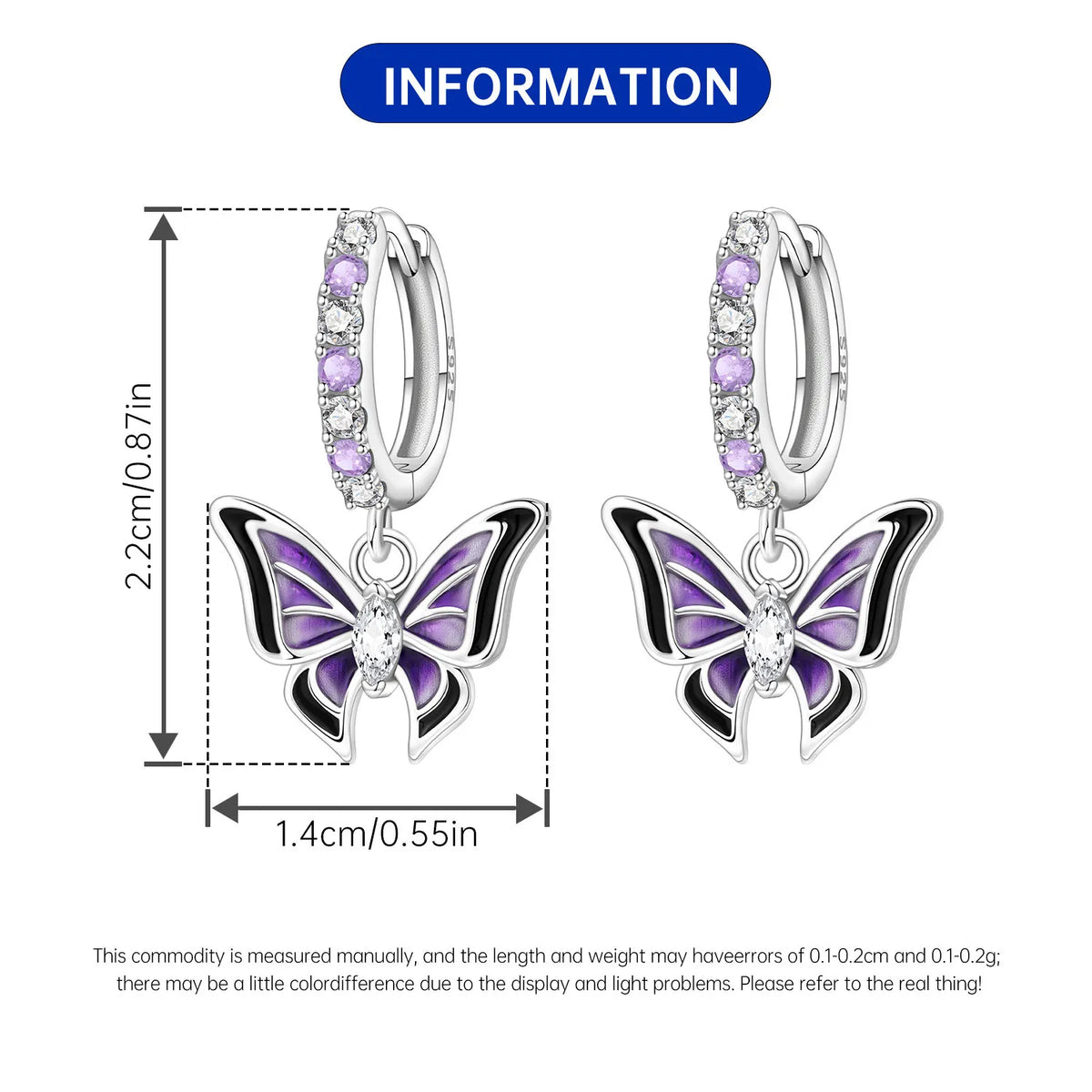 Orstarry 925 Sterling Silver 18k Golden Butterfly Insect Drop Earrings Women Earrings Birthday Party Jewelry Fine Original Gifts