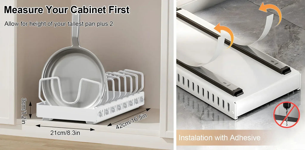 Pull‑out Sliding Kitchen Storage Rack Multifunctional Drawer Organizer for Pan Lids Spices Bowls Plates Cookware Storage