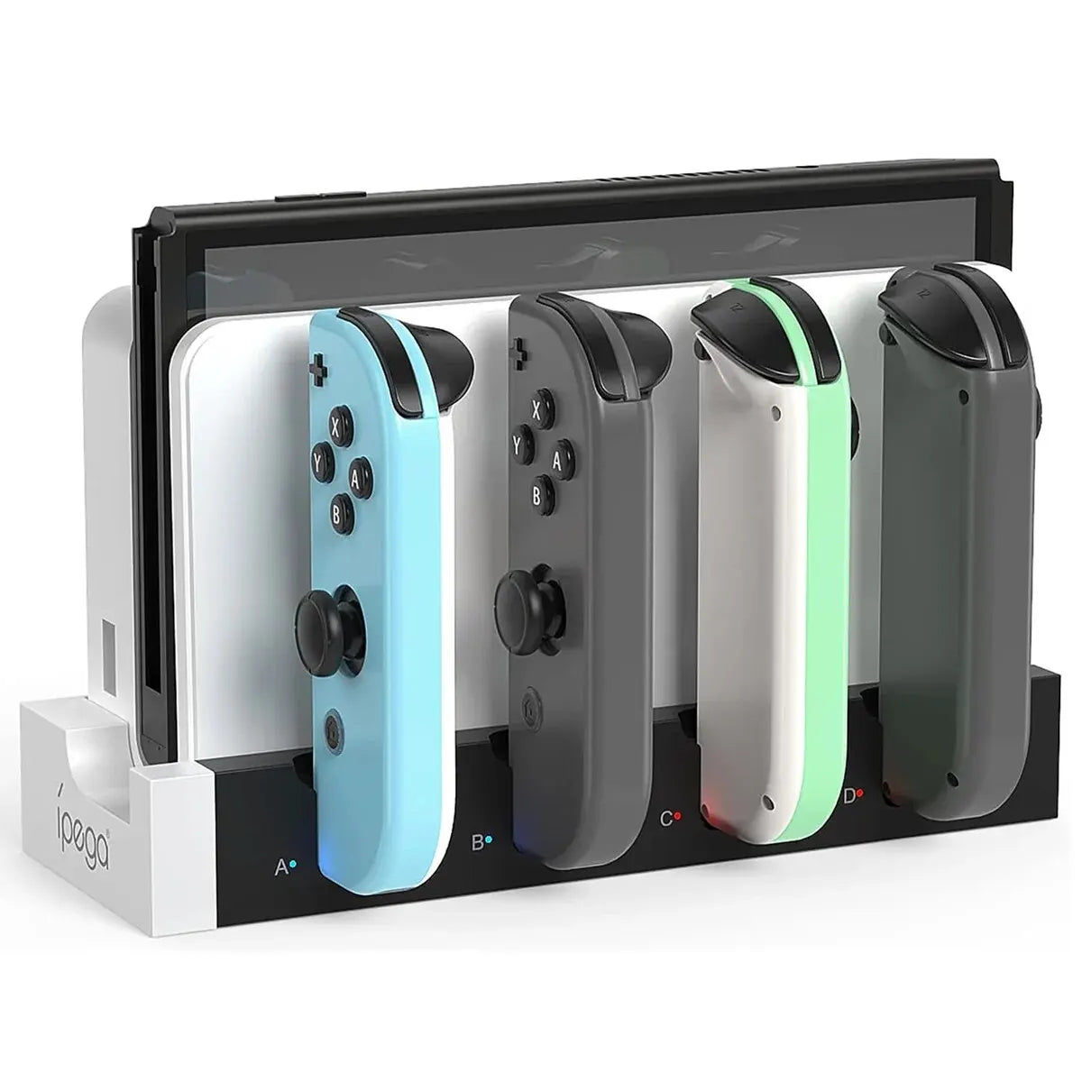IPEGA PG-9186 Joycon Charging Dock Station for Switch&OLED - Charges Up To 4 Controllers, Compatible with Switch and OLED Model
