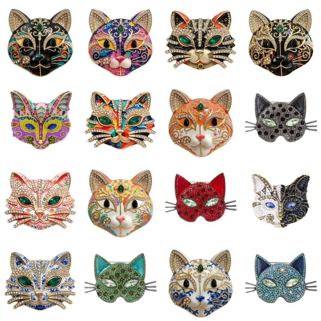 Baroque Luxury Cat and Fox-Face Design Brooches for Men and Women, Jewelry, Fashion Accessories, and Party Gifts