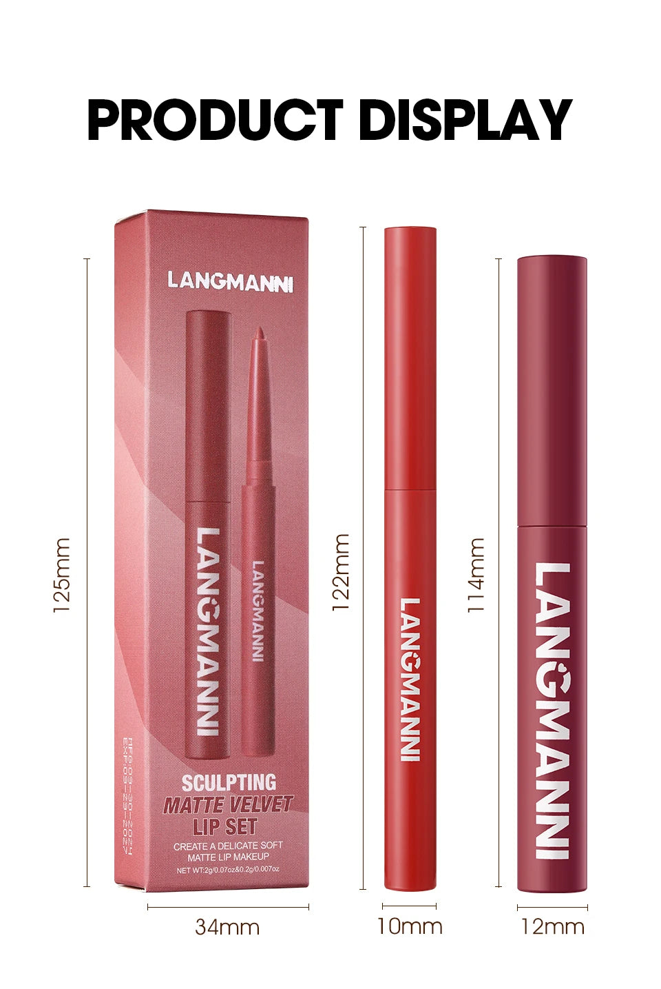 Conjunto de batom e delineador de lábios integrado, à prova de água, sem manchas, não desbota, não transfere, de longa duração, fácil de criar uma maquilhagem perfeita!