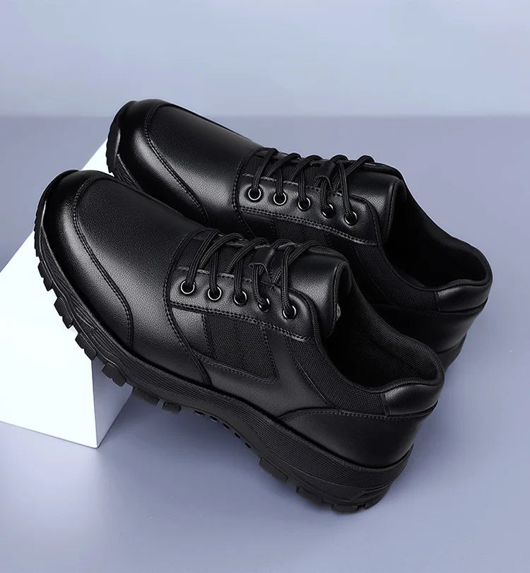 New Platform Cow Leather Casual Sneakers for Men Designer Autumn Winter Cotton Black Outdoor Men's Sports Shoes Zapatos Hombre