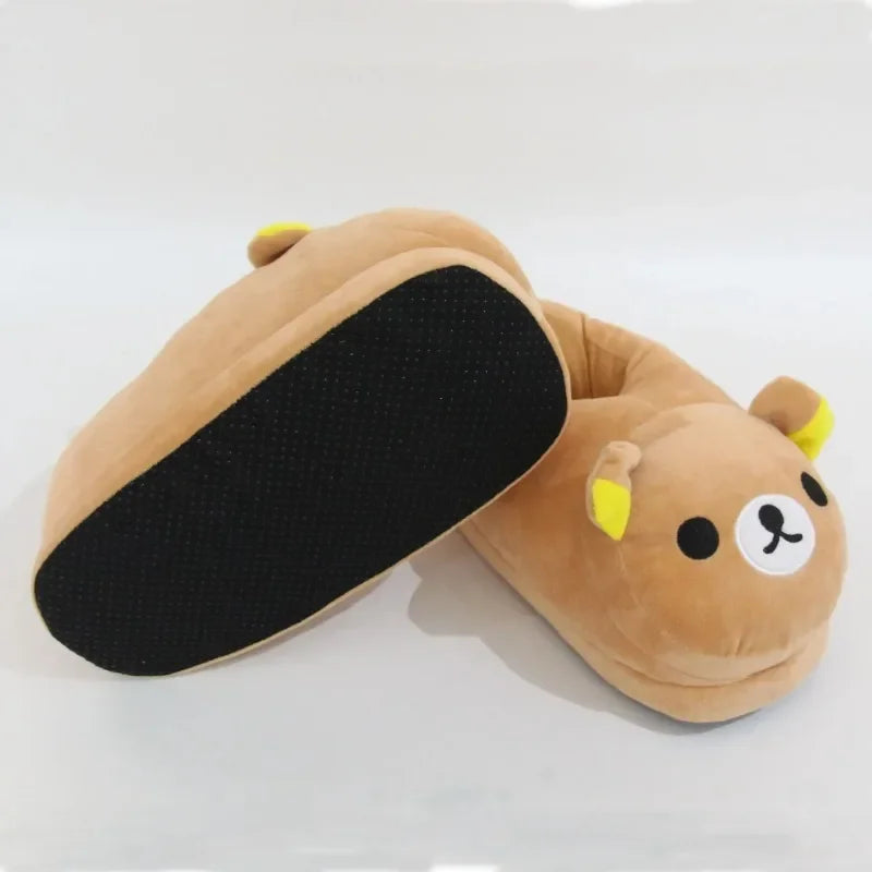 Luxury Winter Bear Cotton Ladies Slippers House Home Cartoon Cute Bear Home Indoor Couple Female Warm Indoor Slipper Casual