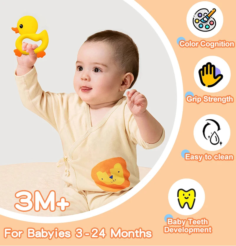 1PCS Baby Teether Toys Cartoon Duck Silicone Teether For Baby BPA Free Teething Chewing Toys Soft Teether Baby Accessories
