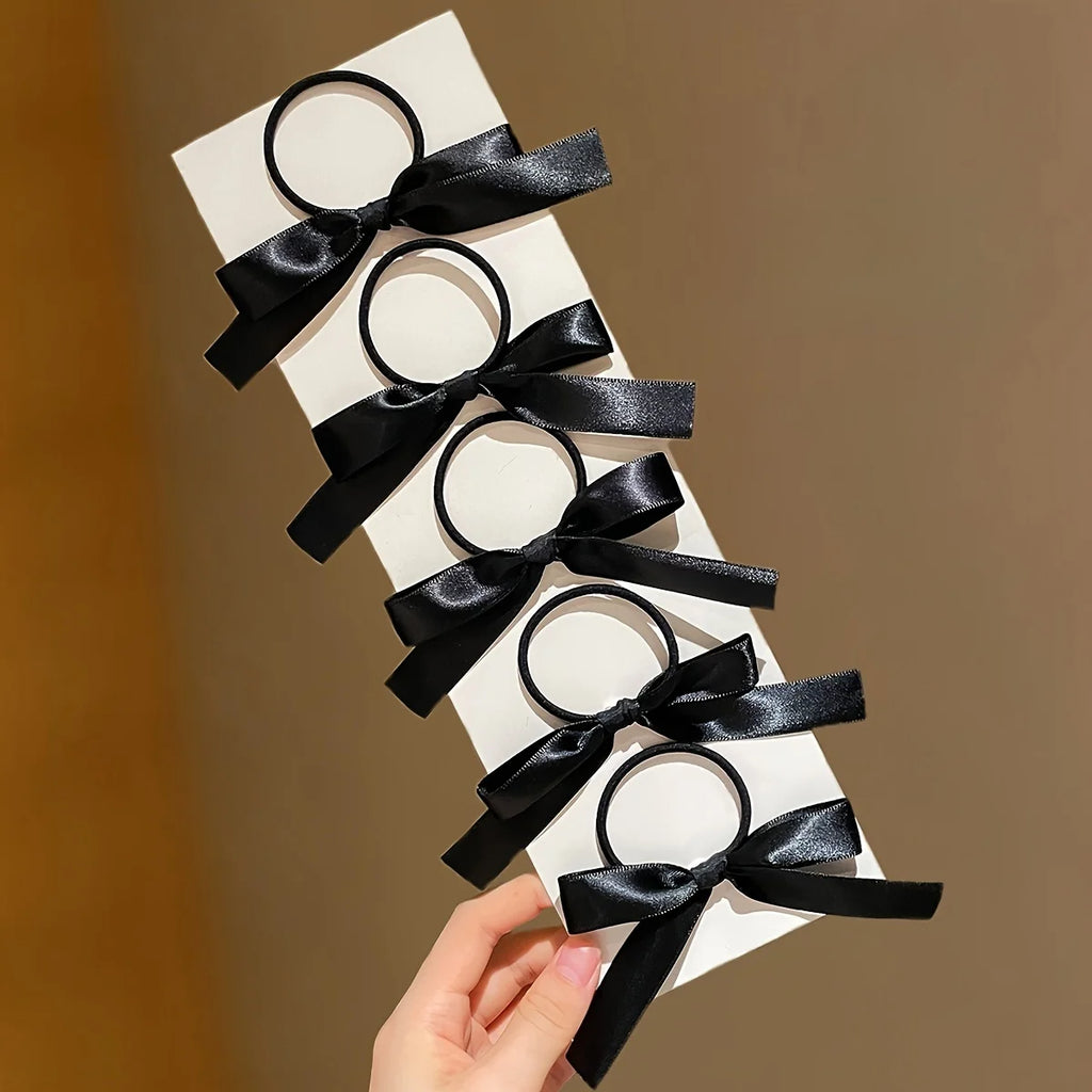 5PCS Women's Style, Fashionable and Cute, Black Bow Hair Tie, Suitable for Daily Use, Recommended Gift Hair Accessories