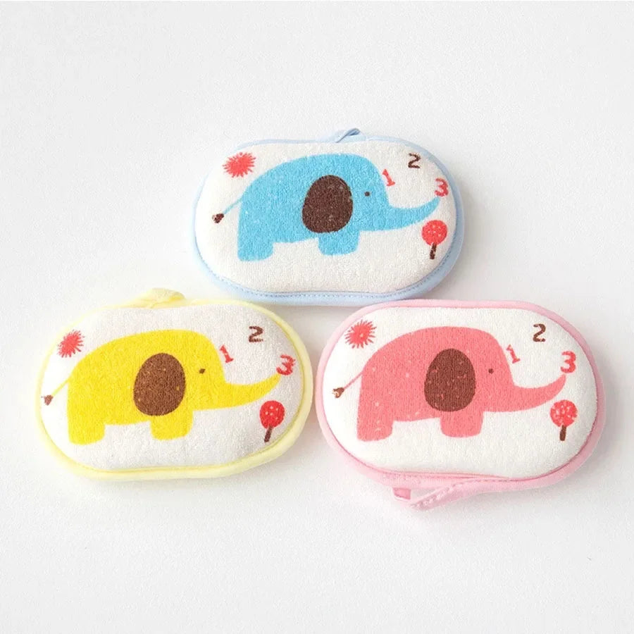 Baby Bath Sponge Kids Shower Rub Strong Water Absorption Soft Cleaning Brush Cute Cartoon Elephant Towel Material Cotton