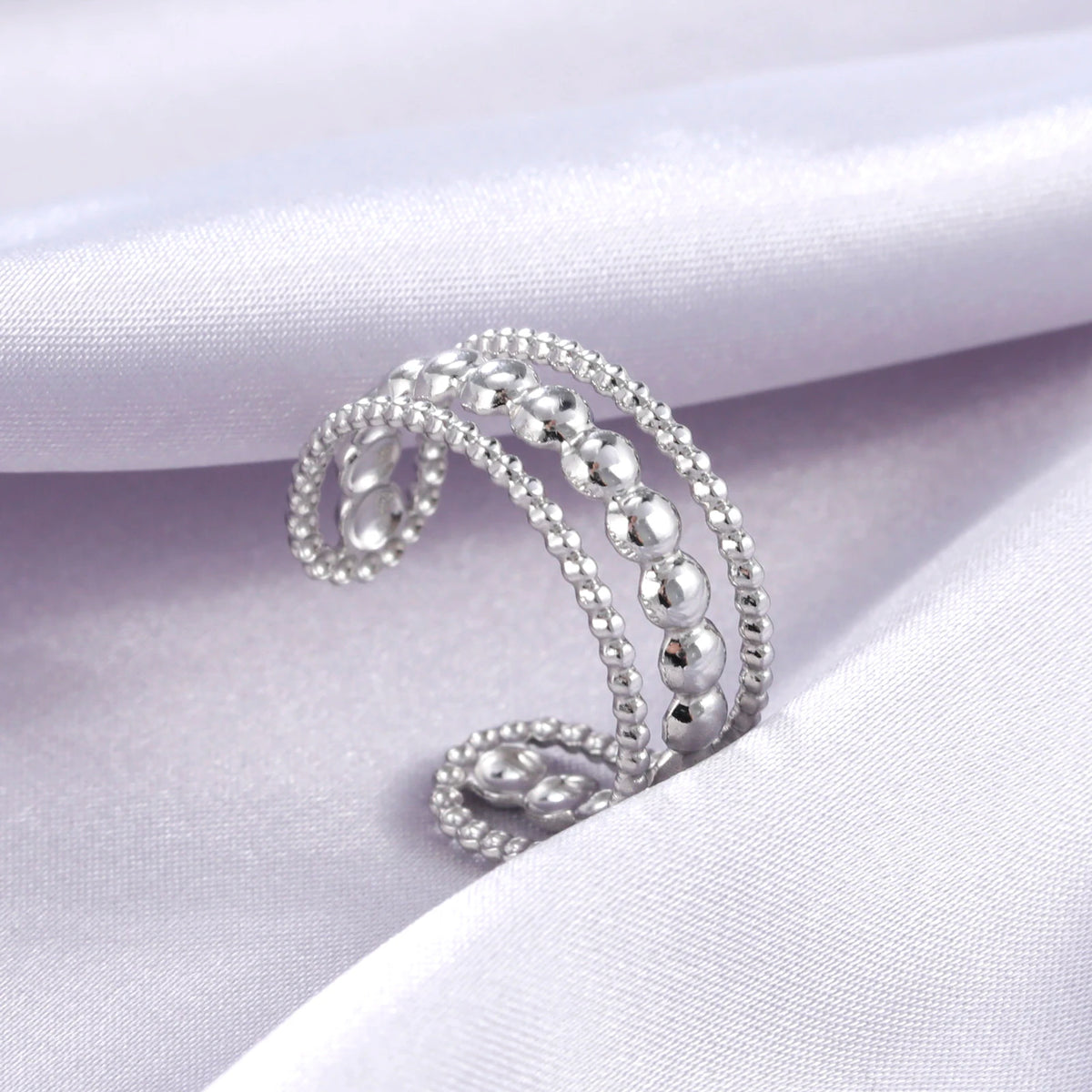 Amaxer For Women Lover's Rings Star Lace Beads Strip Stainless Steel Gold Color Silver Color Engagement Jewelry Party Gift